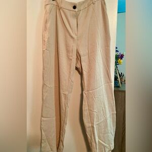 Linen beige wide leg pant